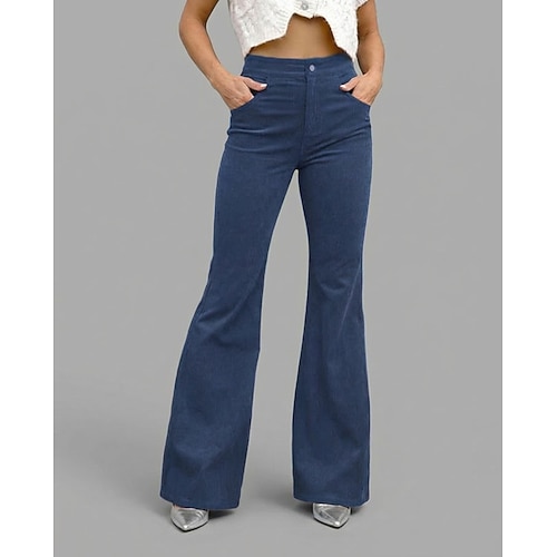 Damen Fackel Urlaub Mode Streetwear Volle Länge Hohe Taille Bequem Weich Mikroelastisch Urlaub Formell Straße Blau Armee-Grün Wein Schwarz Herbst Normale Passform Image