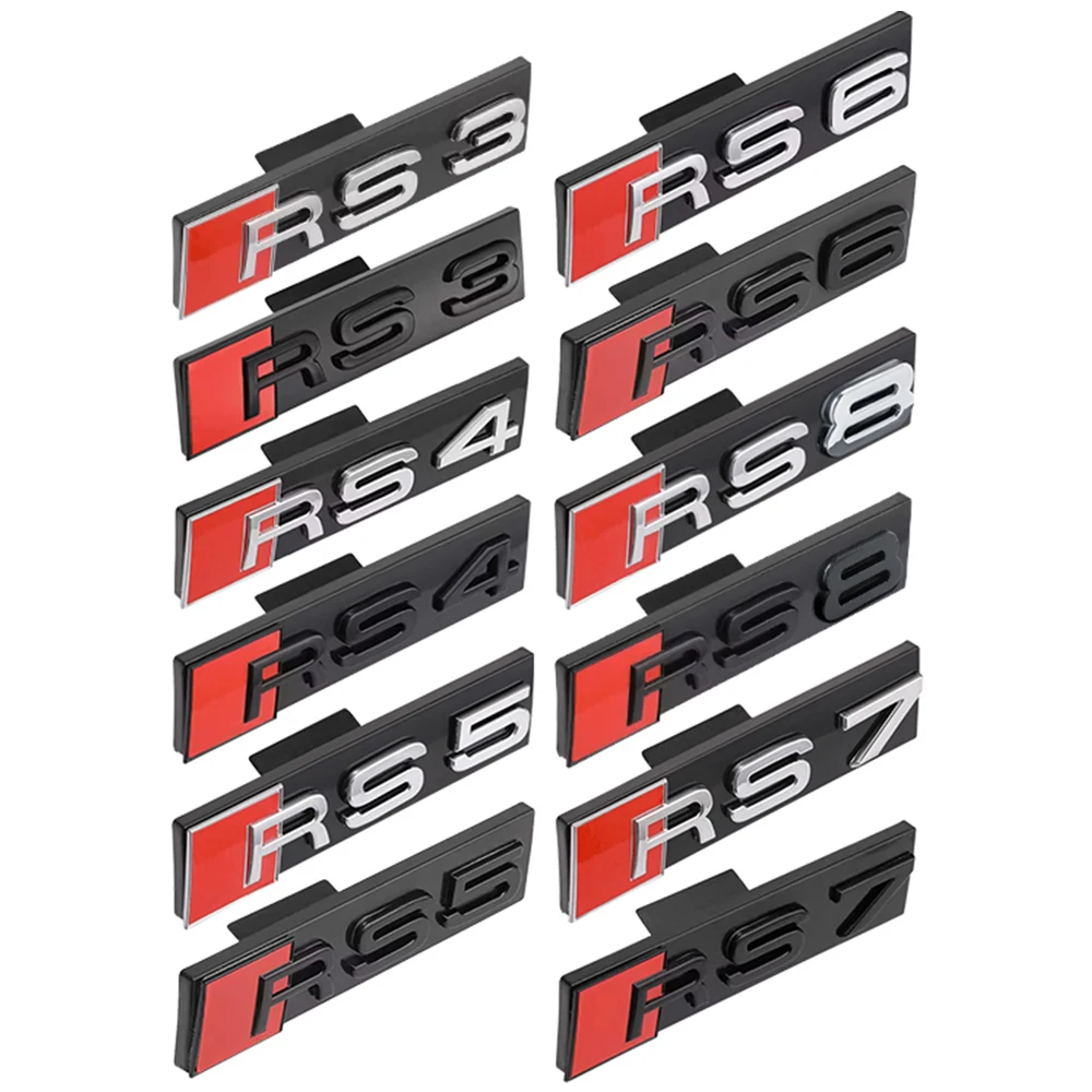 Emblema Decorativo 3D in ABS per Griglia Anteriore Audi S3 S4 S5 S6 S7 S8 SQ3 SQ5 SQ7 SQ8 W12 V6 V8 RS3 RS4 RS5 RS6 RS7 RS8