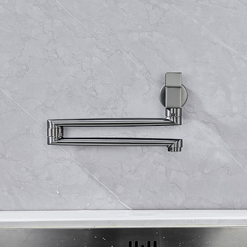 Topffüller-Wandarmatur, gebürstetes, klappbares, ausziehbares Messing, Küchenarmatur mit einem Loch Image