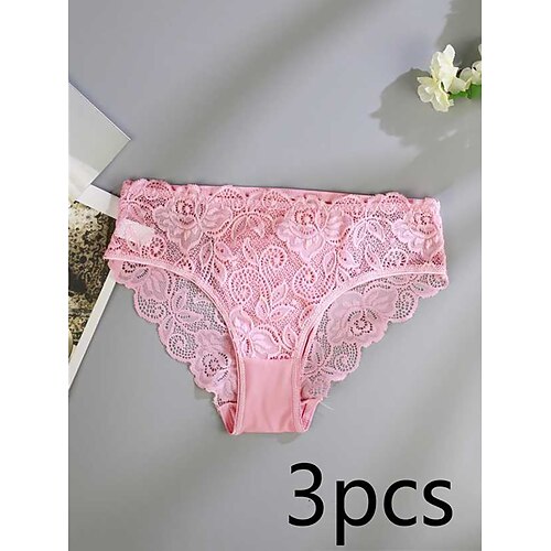 Damen Slips Spitze Elastischer BundNightwearBaumwolle Nylon Einfarbig Mode Niedlich Blau Schwarz Weiß Rosa Rote Frühling Sommer Herbst Winter Winter Image