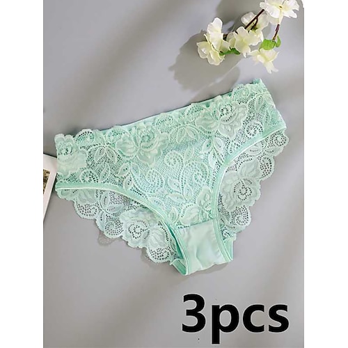 Damen Slips Spitze Elastischer BundNightwearBaumwolle Nylon Einfarbig Mode Niedlich Blau Schwarz Weiß Rosa Rote Frühling Sommer Herbst Winter Winter Image