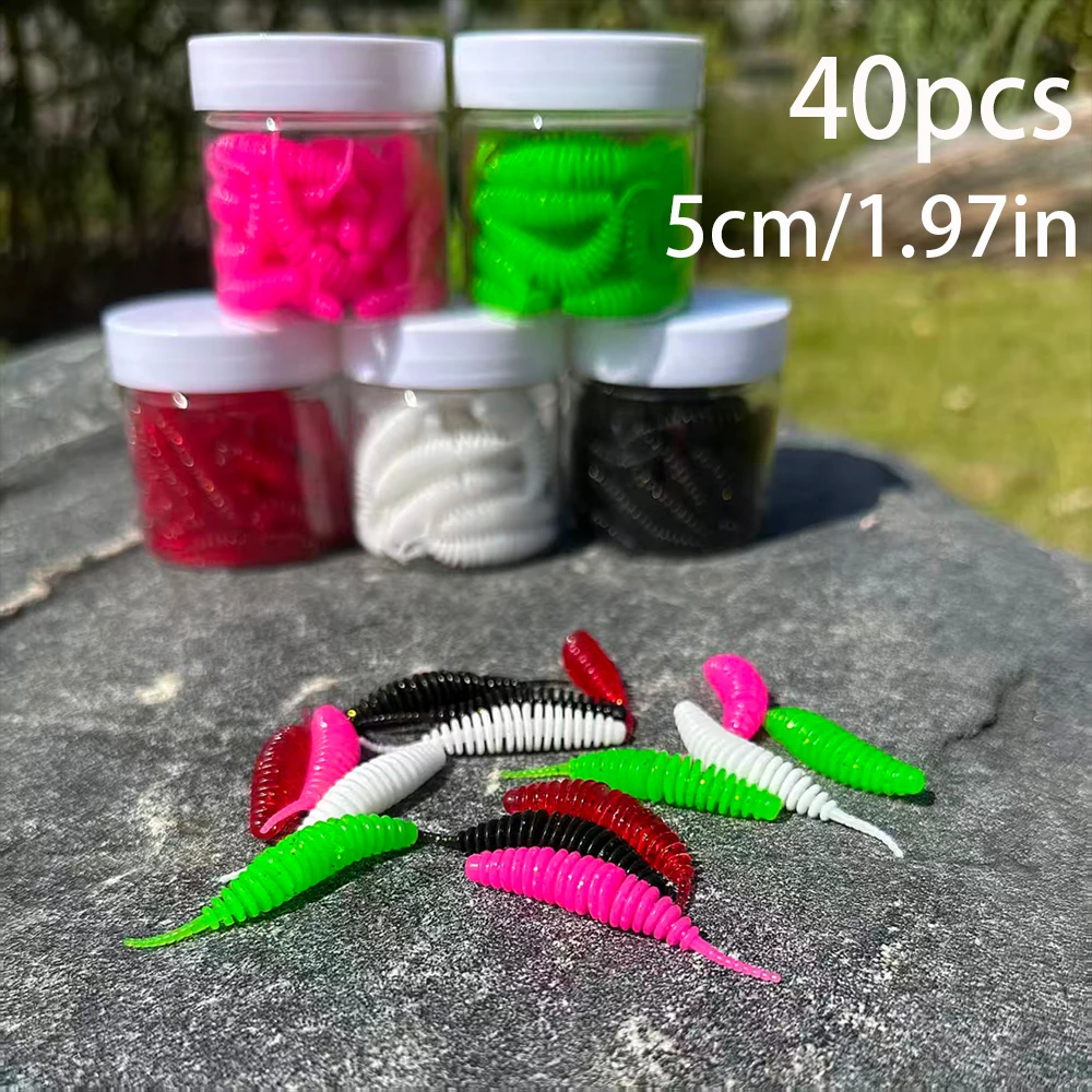 40 esche galleggianti da 5 cm/1,97 pollici, esche artificiali con profumo di pesce, esche morbide a forma di verme, esche galleggianti tipo shad, esche artificiali wobbler swimbait per la pesca.