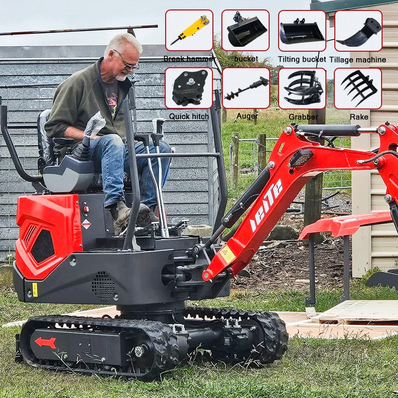 Mini Escavatore Agricolo da 1,2 Tonnellate, Micro Escavatore Cingolato da 1 Tonnellata, Piccoli Escavatori Idraulici da 2 Tonnellate in Vendita Personalizzabili