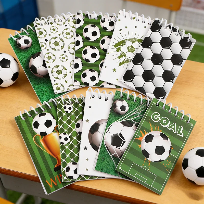 10 Pezzi Taccuini a Spirale a Tema Calcio, Mini Blocco Note per Bambini, Gadget per Feste Sportive, Riempitivo per Piñata, Regali di Natale