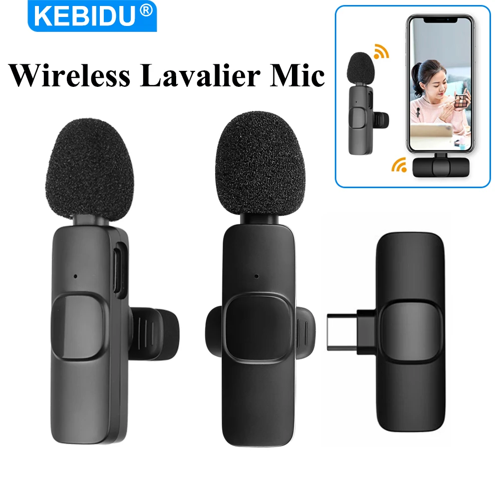 Microfono Lavalier Wireless KEBIDU, Microfono Professionale con Cancellazione del Rumore per Registrazione Audio e Video, Mini Microfono per Gaming e Trasmissioni in Diretta