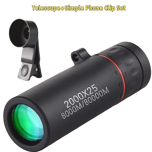 Hochleistungs-Monokular (2000x25) mit Smartphone-Adapter, kompaktes, wasserdichtes Taschenmonokular für Erwachsene, Kinder, Vogelbeobachtung, Jagd, Camping, Reisen und Konzerte, Image