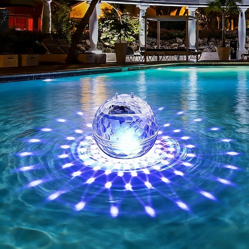 1 Packung schwimmende Solar-Poolleuchten, RGB-Farbwechsel-Solar-Poolleuchten, IP68 wasserdicht, aufhängbare LED-Poolleuchte für den Einbau im Boden Aufstellpools, Gartengestaltung, Partydekoration Image