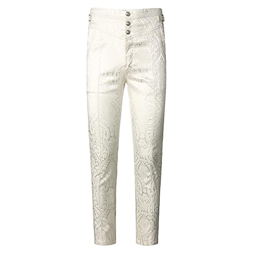 Retro Vintage Punk Gothic Mittelalterlich Lange Länge Hose Hohe Taillenlinie Prinz Vampir Jacquard Blumen Kostüm Herren Steampunk Halloween Karneval Maskerade Hose Image