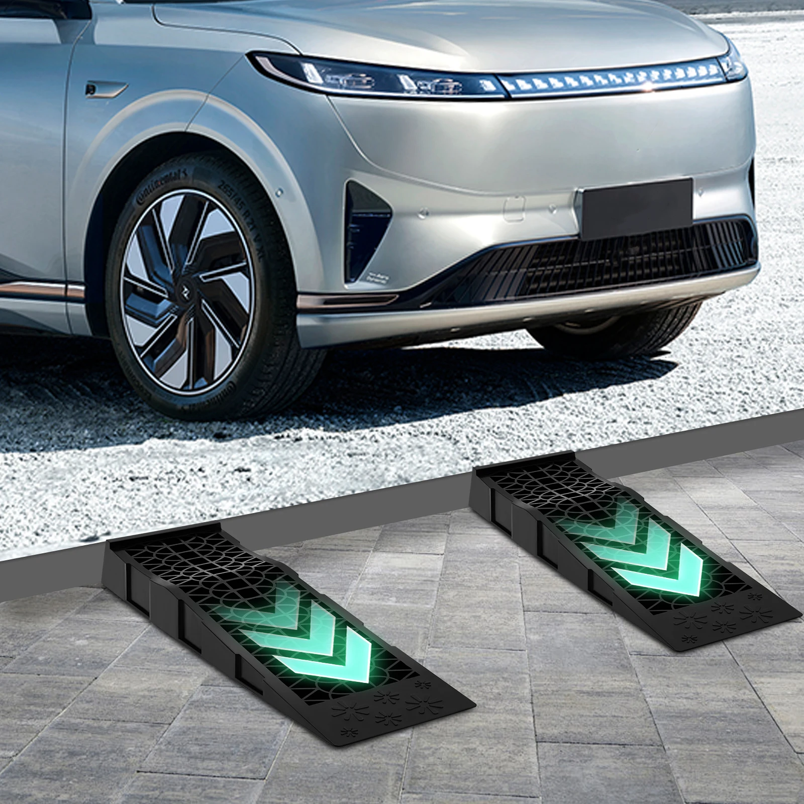 2 Rampe di Carico, Moderne Rampe di Servizio per Auto Nere, 2 Rampe di Servizio per Auto in PP, 69,8*20*7,8cm Rampe Universali per Servizio Auto