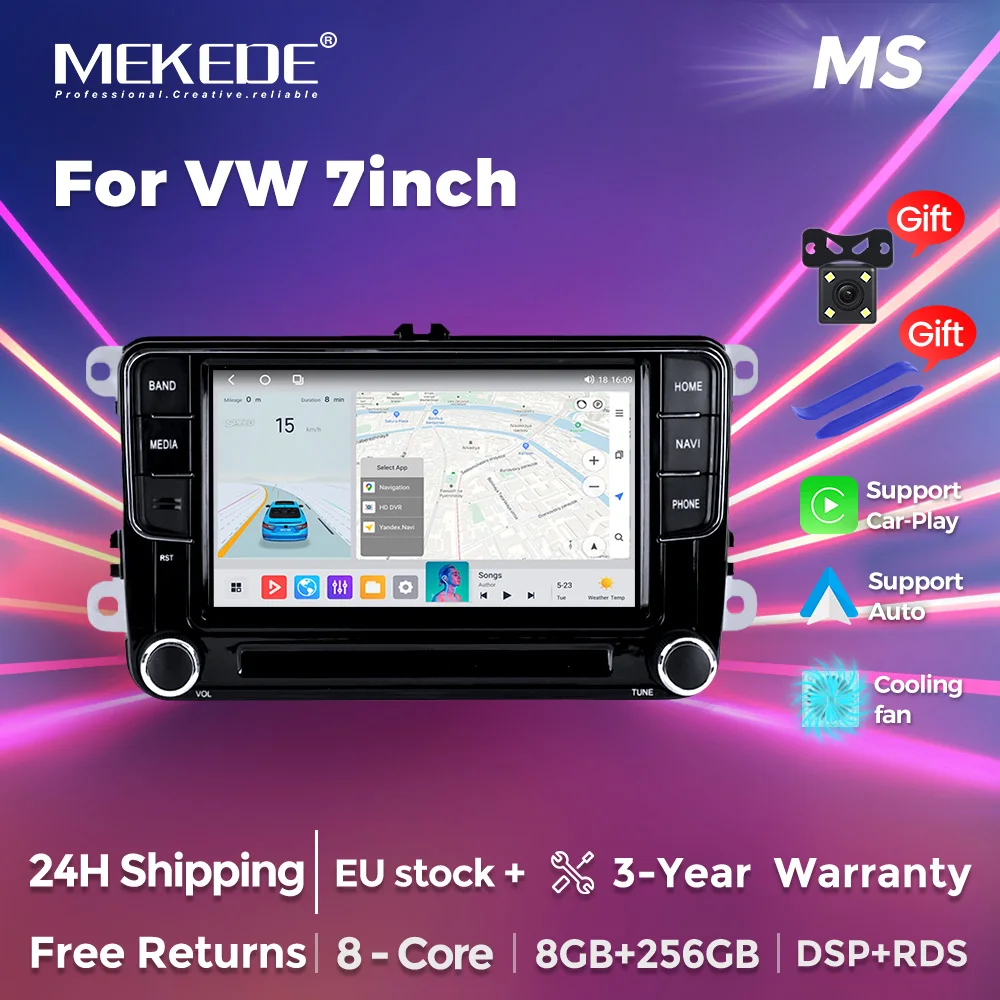 MEKEDE 7 pollici Carplay Autoradio Per VW Volkswagen Skoda Octavia Golf 5 6 Touran Passat B6 Polo Jetta Android 14 Multimedia 4G GPS