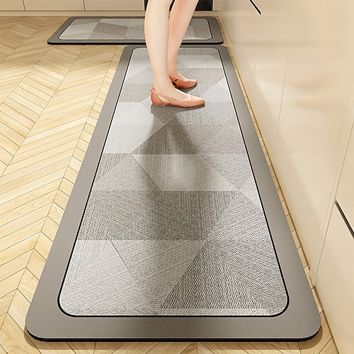 Minimalistische Küchenmatte aus Kieselgur, schmutzabweisend, leicht zu reinigen, rutschfest, saugfähig, ölbeständig, für den Heimgebrauch Image