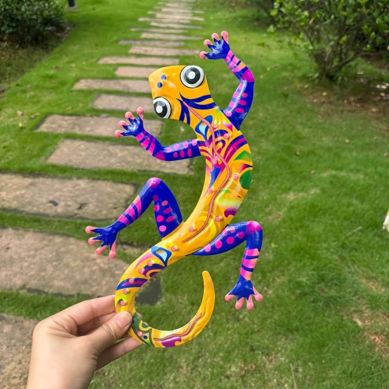 1 Stück Kreative Eisenkunst Bunte Eidechsen-Wanddekoration Metall-Handwerk Farbenfrohe Gecko-Wanddekoration Image