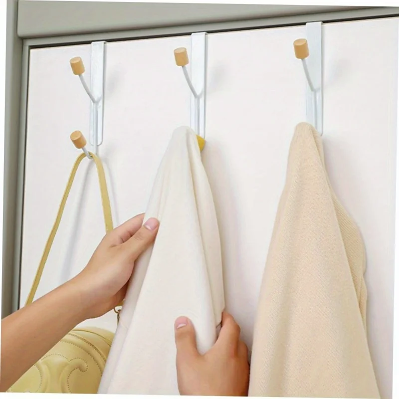 1 Stück Robuster Türhaken - Weißer Metall-Doppelhaken für die Türrückseite mit massivem Kugelkopf, Handtuchhalter-Organizer für das Badezimmer