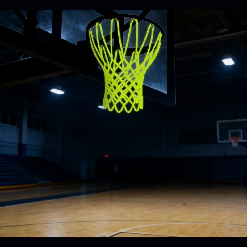 50 cm Standard-Basketballnetz, grün, fluoreszierend, selbstleuchtend, Basketballnetz für Kinder, 1 Stück Image