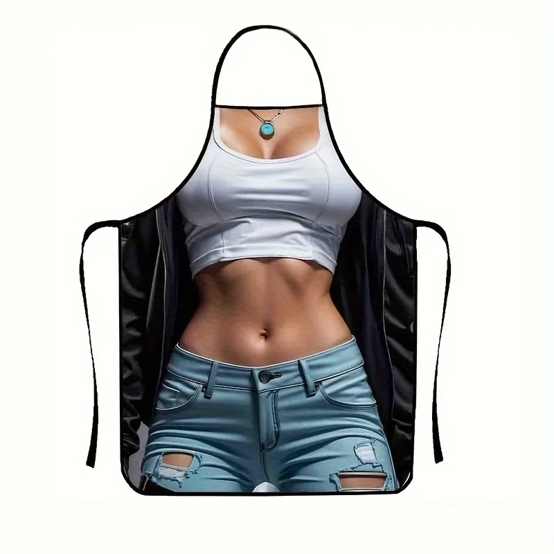 1 Stück schicke, sexy Schürze im Street-Style – Polyester, leicht, für Küche und Esszimmer geeignet, niedliche Schürze Image