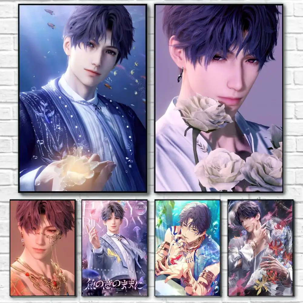 R-Rafayel Love And D-Deepspace Poster, selbstklebendes Gemälde mit Drucken, Dekoration für Zuhause, Schlafzimmer, Wohnzimmer Image