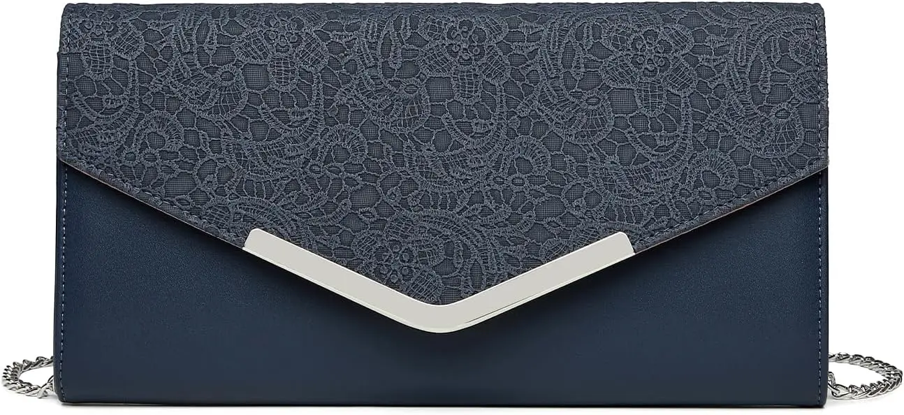Miss Lulu Elegante Damen-Clutch, Abendtasche mit abnehmbarer Kette, kleine Handtasche, ideal für Hochzeiten, Partys und besondere Anlässe