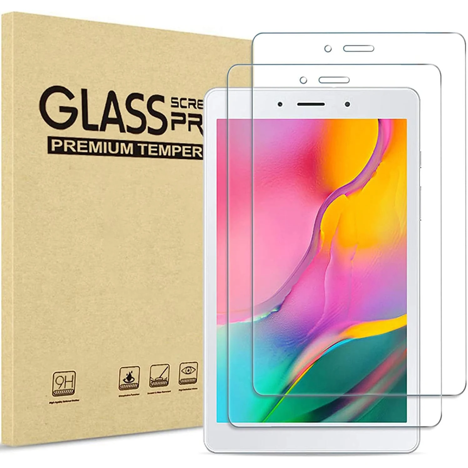 2 Stück 9H gehärtetes Glas für Samsung Galaxy Tab A 8,0'' 2019 SM-T290 SM-T295, klare Displayschutzfolie, kratzfeste Schutzfolie Image