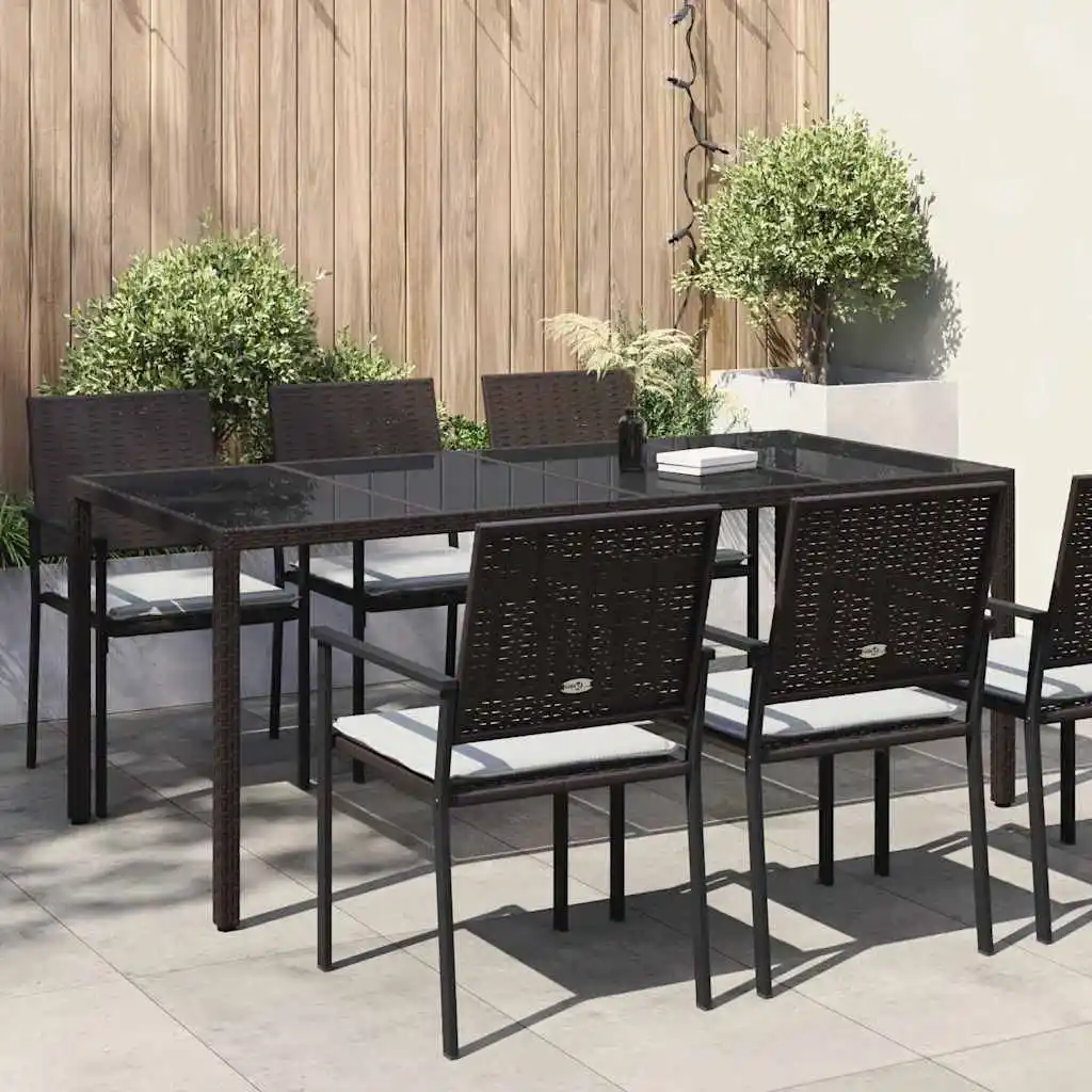 Brauner Gartentisch 190 x 90 x 75 cm aus Polyrattan, moderner, wasserfester Gartentisch aus Holz für Terrasse und Hof (nur Tisch)