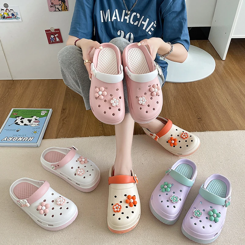 Blumen-Sandalen Clogs Damen Hausschuhe Wolken-Sommer-Flip-Flops Herren Strand-Slides Lässige Damen-Plateau-Hausschuhe Flache Damenschuhe