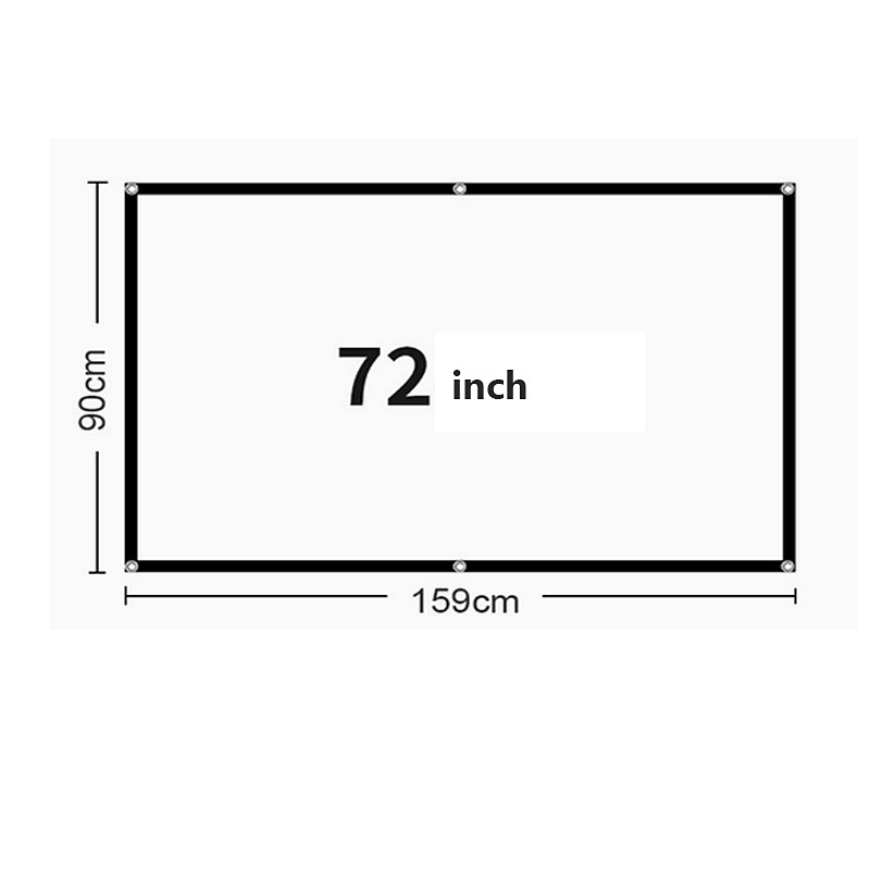 Projector Screen 16:9 HD 4K, Foldable Portable Projection Screen for Home Theater, Indoor Outdoor Movie Screen with Reinforced Edges and Grommets, Anti-Crease Video Screen for Office Backyard