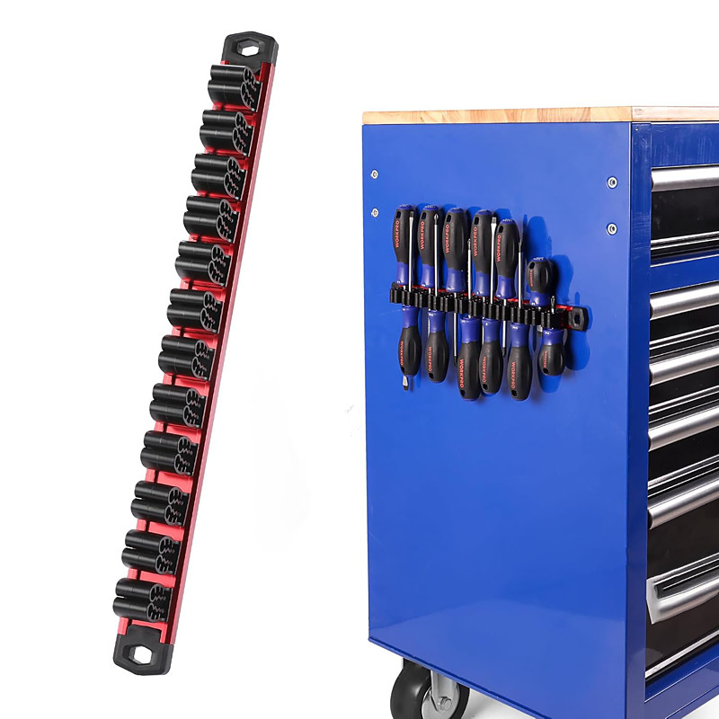 Magnetic Screwdriver Organizer and Wrench Organizer, Aluminum Rail Magnetic Tool Organizer, Tool Holder, Toolbox Organization, 12-Slot Screwdriver and Wrench Holder (Tools not Included)