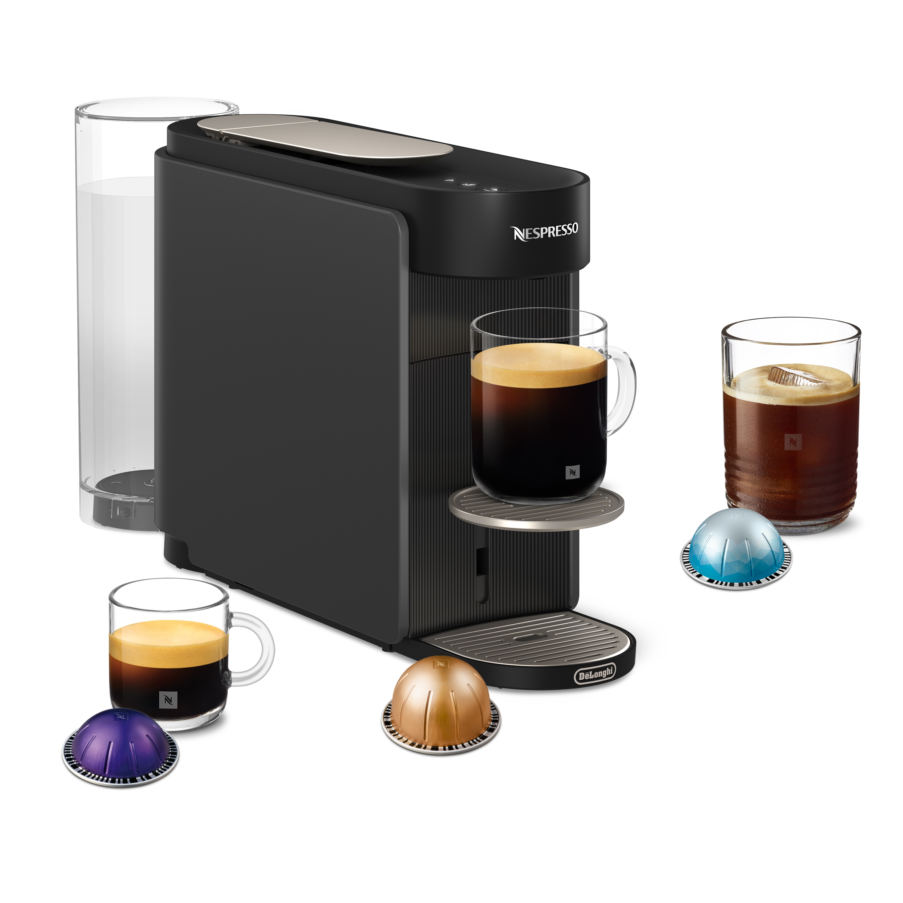NESPRESSO Kapselmaschine "Vertuo Up ENV200.GY", schwarz, B:12cm H:26cm T:40cm, Kaffeemaschinen, One Touch Kaffee Zubereitung, für 5 Tassengrößen, kompaktes Design Image