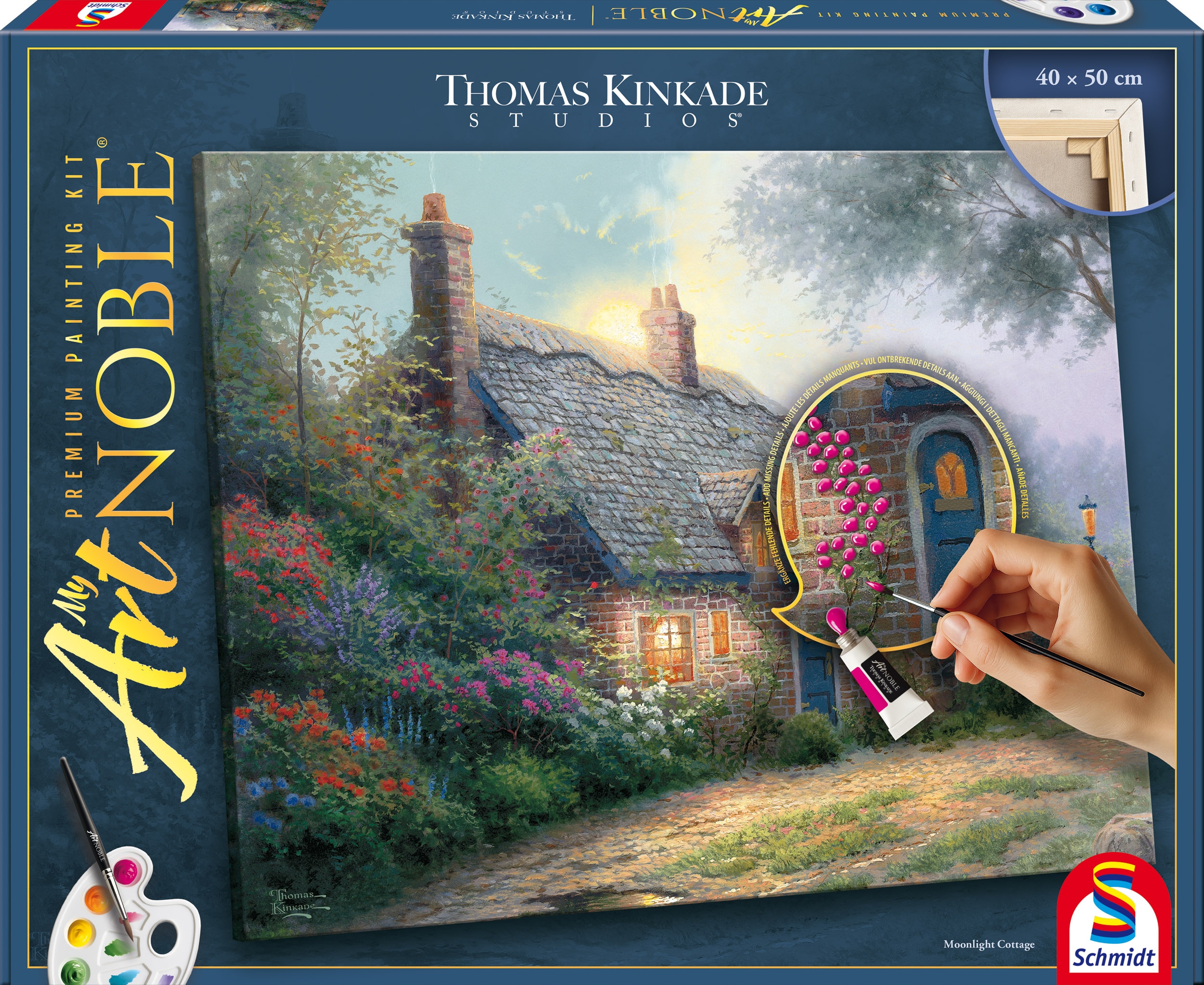 Malvorlage SCHMIDT SPIELE "MyArtNoble, Thomas Kinkade, Malset Moonlight Cottage", bunt, Malvorlagen, KinderB:50cm H:40cm, Pappe, B:50cm H:40cm Image