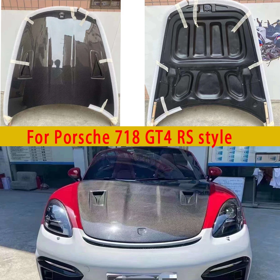 Cofano Motore in Fibra di Carbonio Stile GT4 RS per Porsche 718 982 Cayman Boxster, Copertura Cofano, Accessori Auto