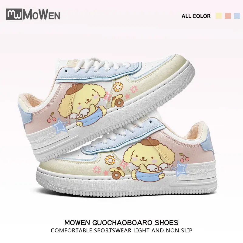 Niedliche Sneakers Pompompurin Hello Kitty Damen Sportschuhe Anime Cinnamoroll Cartoon Mädchen Studenten Low-Top Sportschuhe