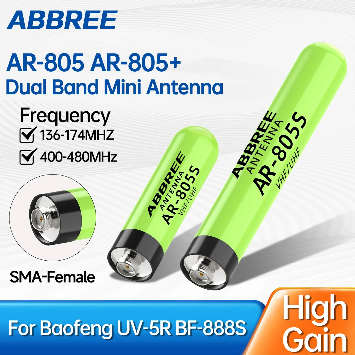 ABBREE AR-805 PLUS AR-805S Walkie-Talkie-Antenne SMA-Buchse High-Gain Dualband für Baofeng UV-5R AR-152 PRO UV-21 PRO Amateurfunk Image
