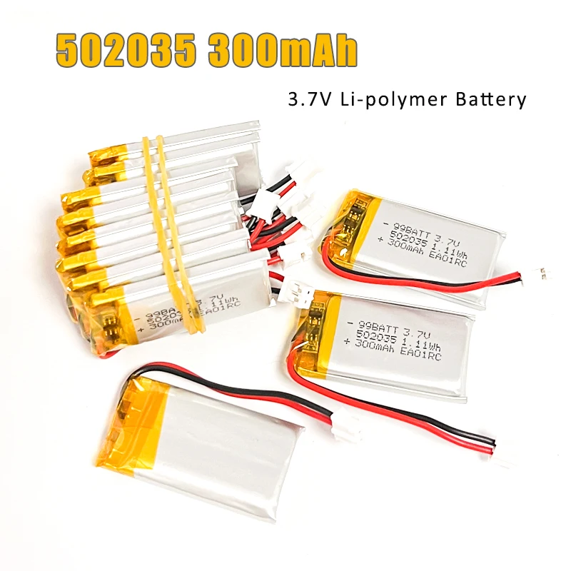 502035 3,7V Lipo-Akku 300mAh Lithium-Polymer Wiederaufladbare Batterien für GPS MP3 MP4 Licht Auto-Rekorder Bluetooth-Kopfhörer Image