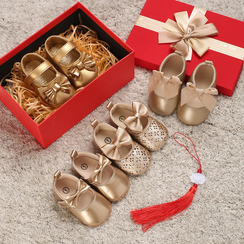 Nette Frühling Neugeborenen Goldene Baby Schuhe Non Slip Tuch Unten Mädchen Schuhe Elegante Atmungsaktive Casual Baby Erste Wanderschuhe 0-18 M