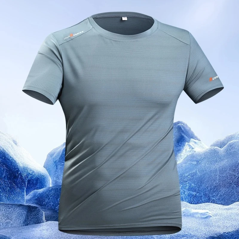 Kurzärmliges Lauf-T-Shirt für Herren, lockeres, atmungsaktives Outdoor-Fitness-Radfahr-T-Shirt, Sommer-Schnelltrocknendes T-Shirt, Sportbekleidung, Oberteile Image