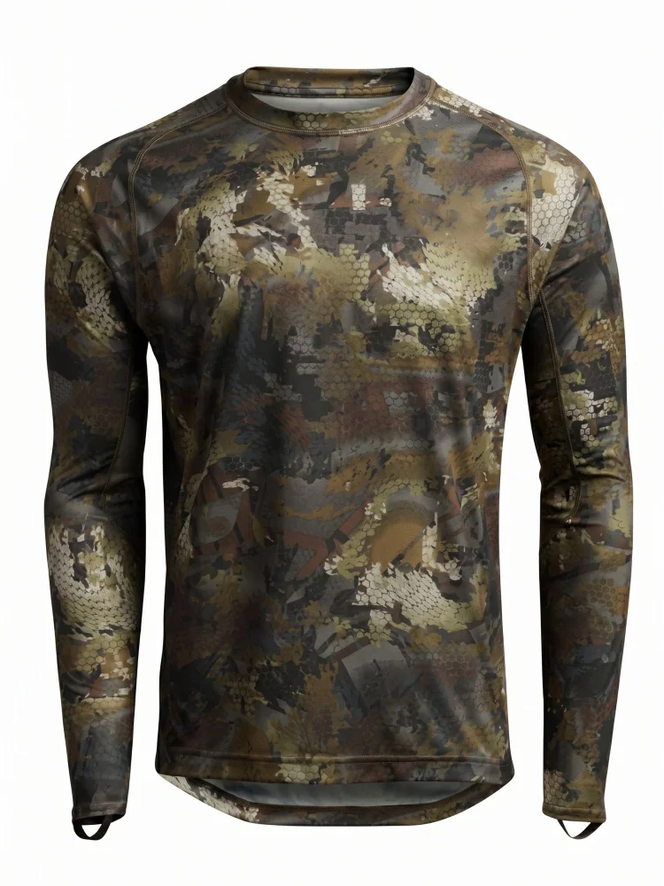 Langarm-Jagd- und Angel-Pullover, Polyester-Tarnmuster, Antibakteriell, Schnelltrocknend, Schweißabsorbierend, Hochwertig, Herbst Image