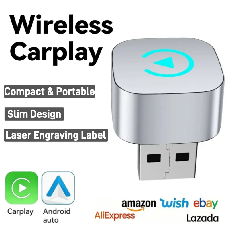 Plug-and-Play 2-in-1 Wireless CarPlay Android Auto Box Automatische Verbindung Ohne Verzögerung für Autoradio Kabelgebunden zu Kabellos Upgrade Image