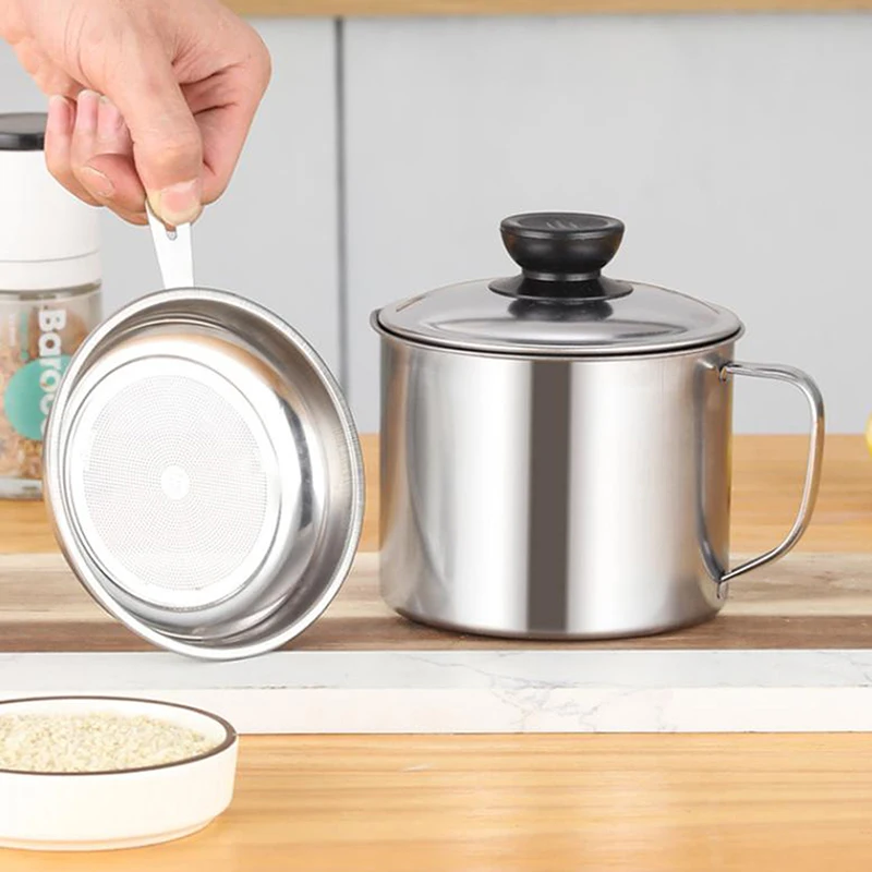 Behälter für Speckfett, Küchenölbehälter mit Sieb zur Aufbewahrung von Fleischfrittieröl und Kochfett. Image