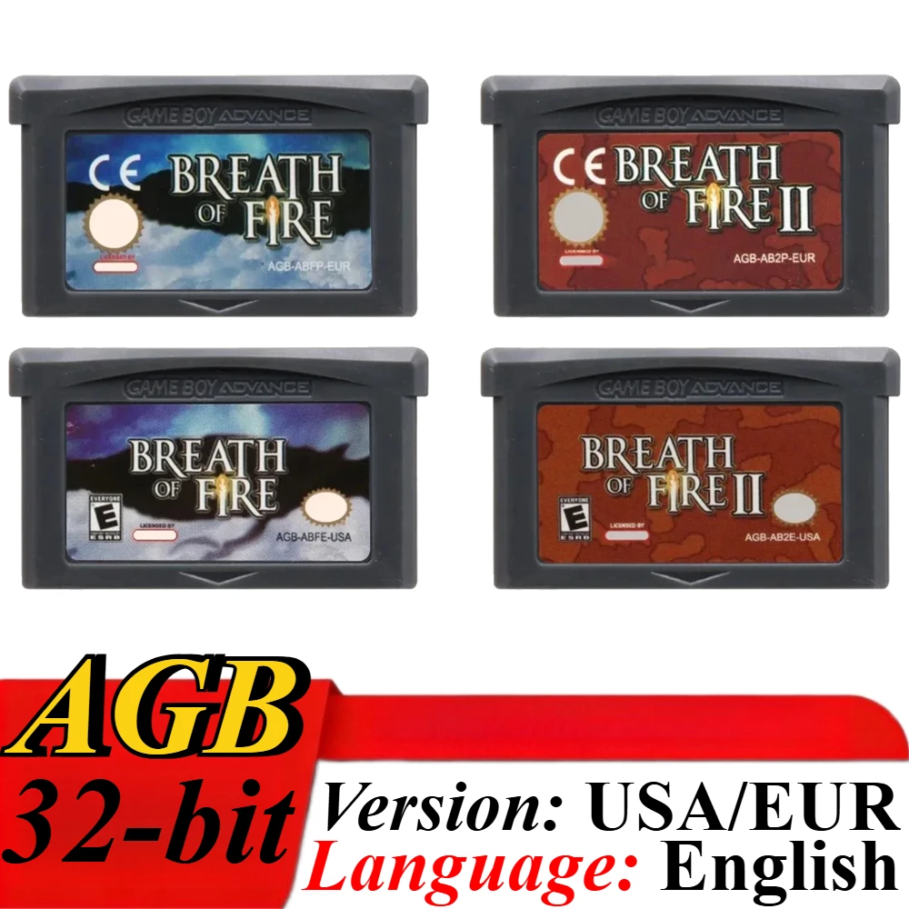 # # Hot Breath of Fire Serie GBA Spiel 32-Bit Videospiel-Kassette Konsolenkarte Breath of Fire 2 für GBA NDS USA/EUR Version