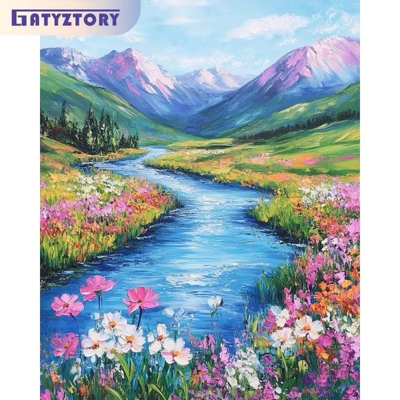 40x50cm Malen nach Zahlen, Baumzeichnung auf Leinwand, handgemaltes Kunstgeschenk, DIY-Bilder nach Zahlen, Landschaftssets, Heimdekoration Image