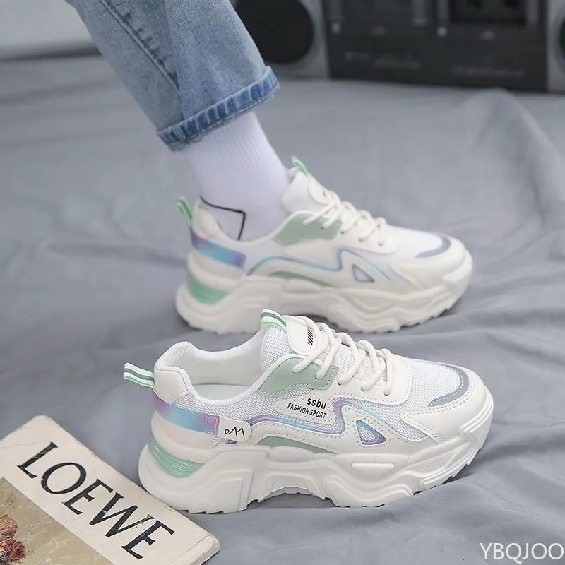 Große Größen Herbstmode Atmungsaktive Leichte Bequeme Damen-Schuhe Vielseitige Flache Damen-Sportschuhe im Dad-Style