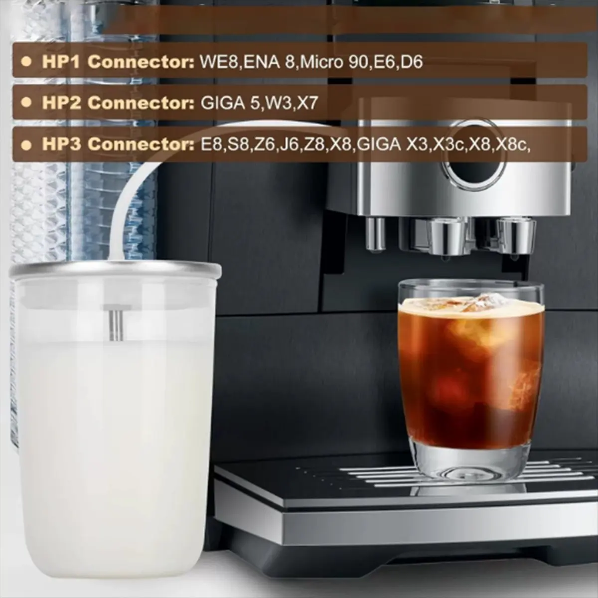 (Topseller) Für Yourui Kaffeemaschine Glas-Milchbecher Milchaufschäumer HP3/1/2 Zubehör für ENA8 Z6 X3 X7 Image