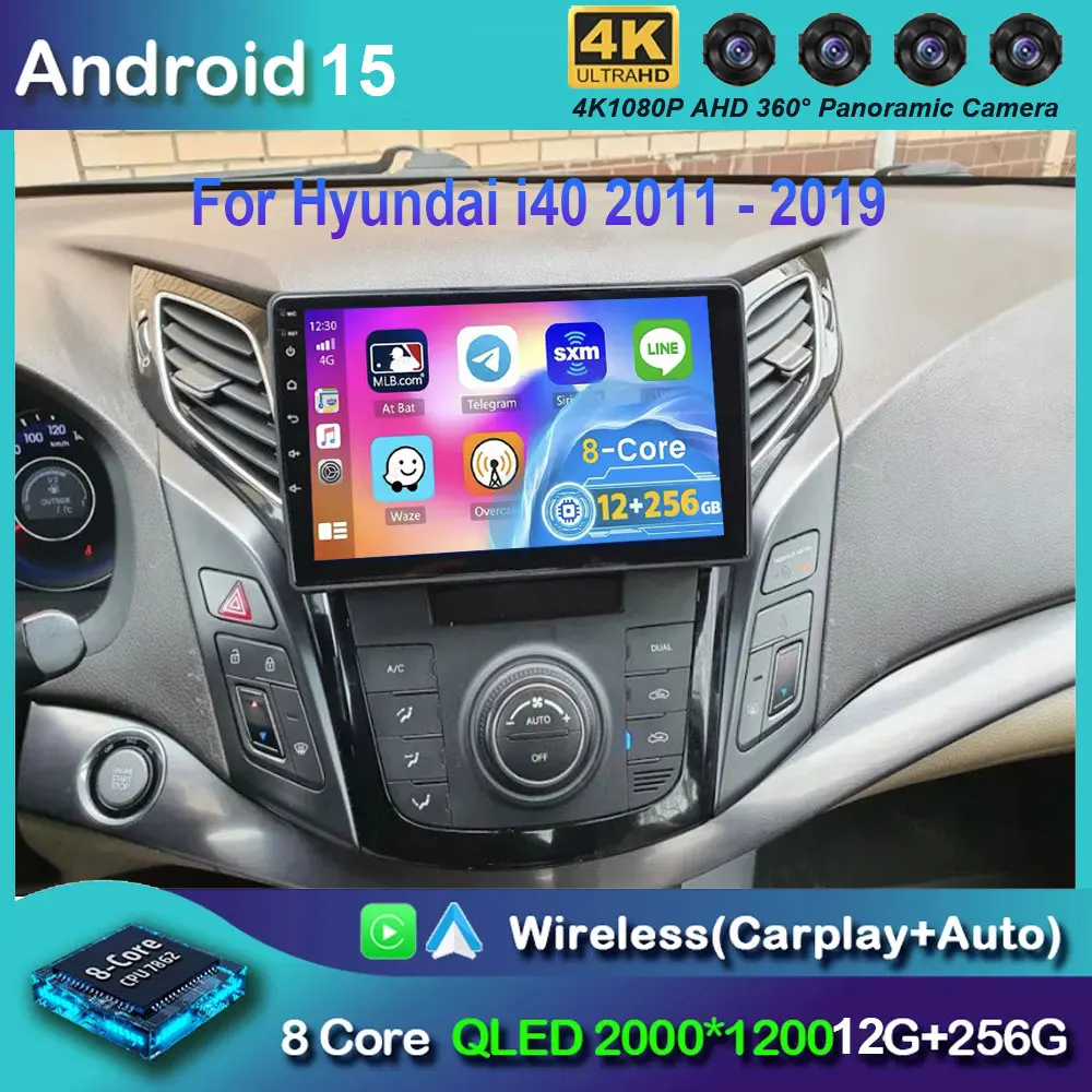 Für Hyundai i40 2011-2019 Android 15 Auto Radio Stereo Multimedia Video Player Einheit GPS Drahtlose Carplay Android Auto Keine 2din Image