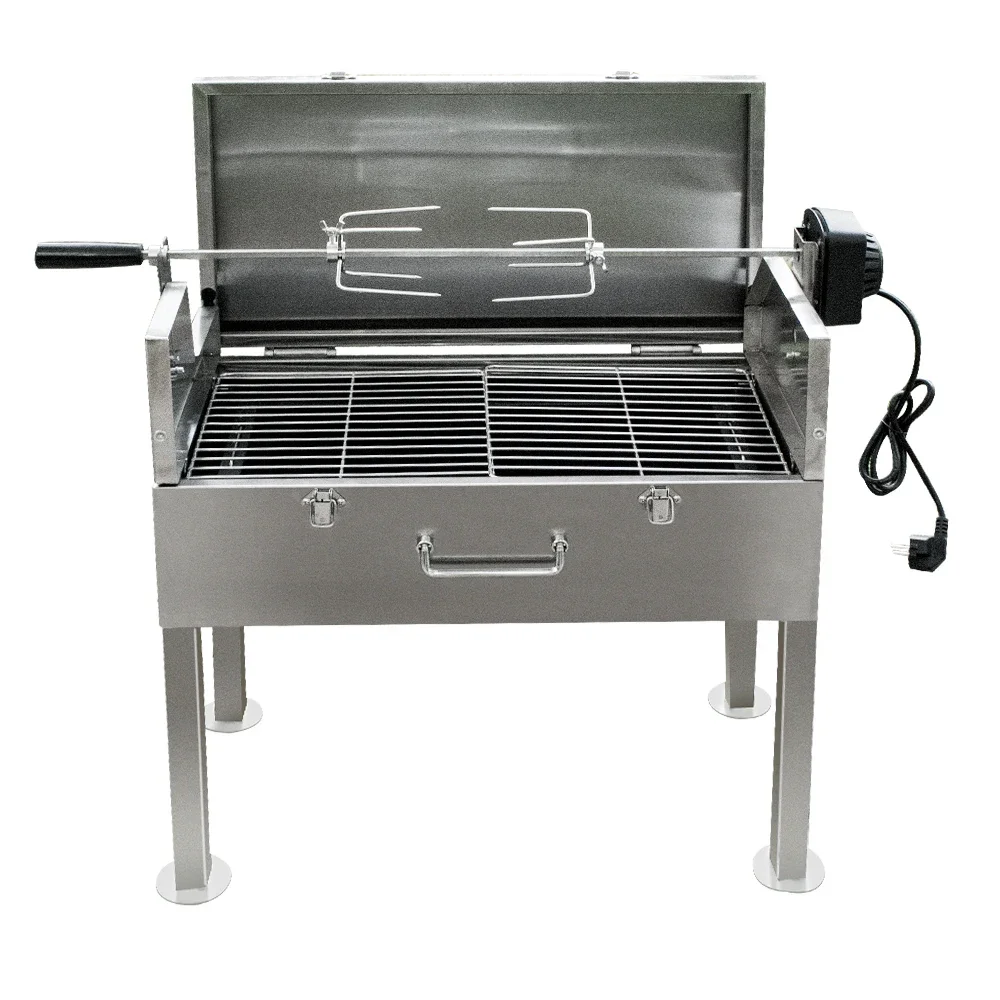 Cypriot Rotisserie Souvlaki Grill aus Edelstahl, automatisch drehbare Grillgrills Image