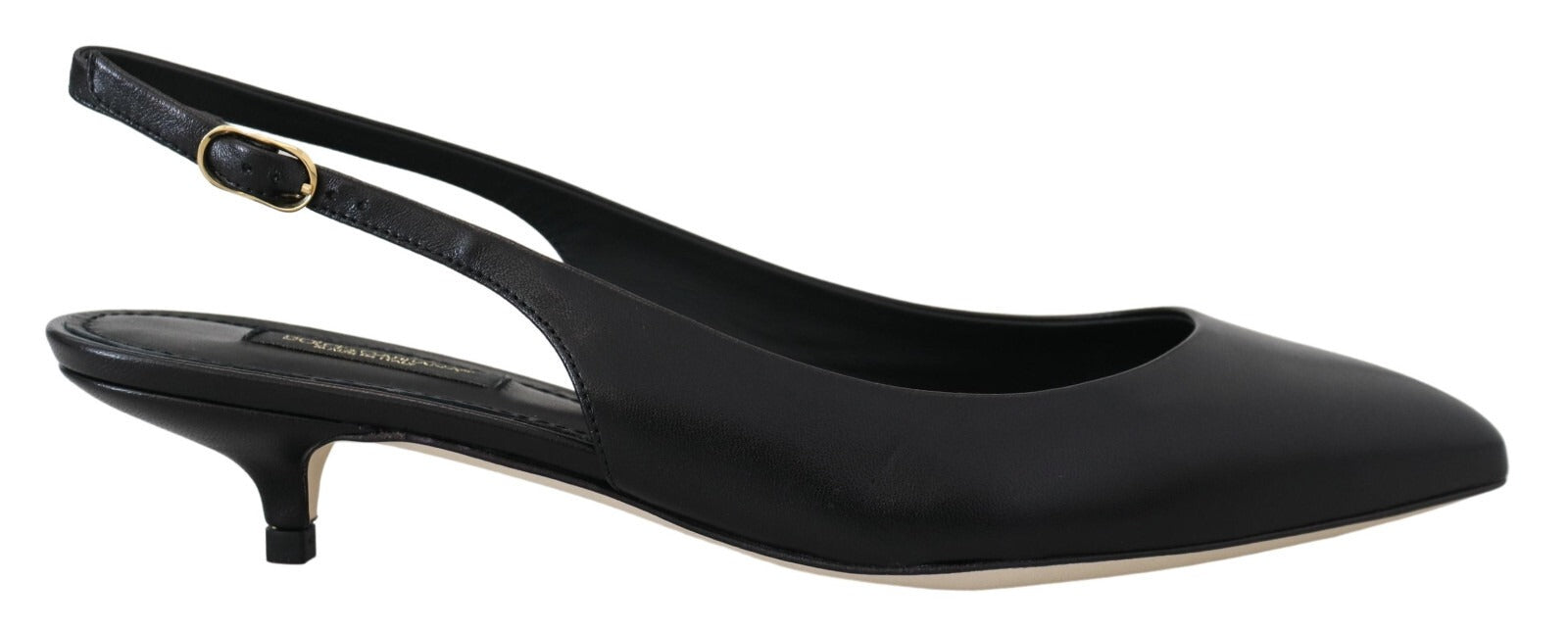 Dolce & Gabbana Schwarze Leder Slingback High Heels Pumps Schuhe