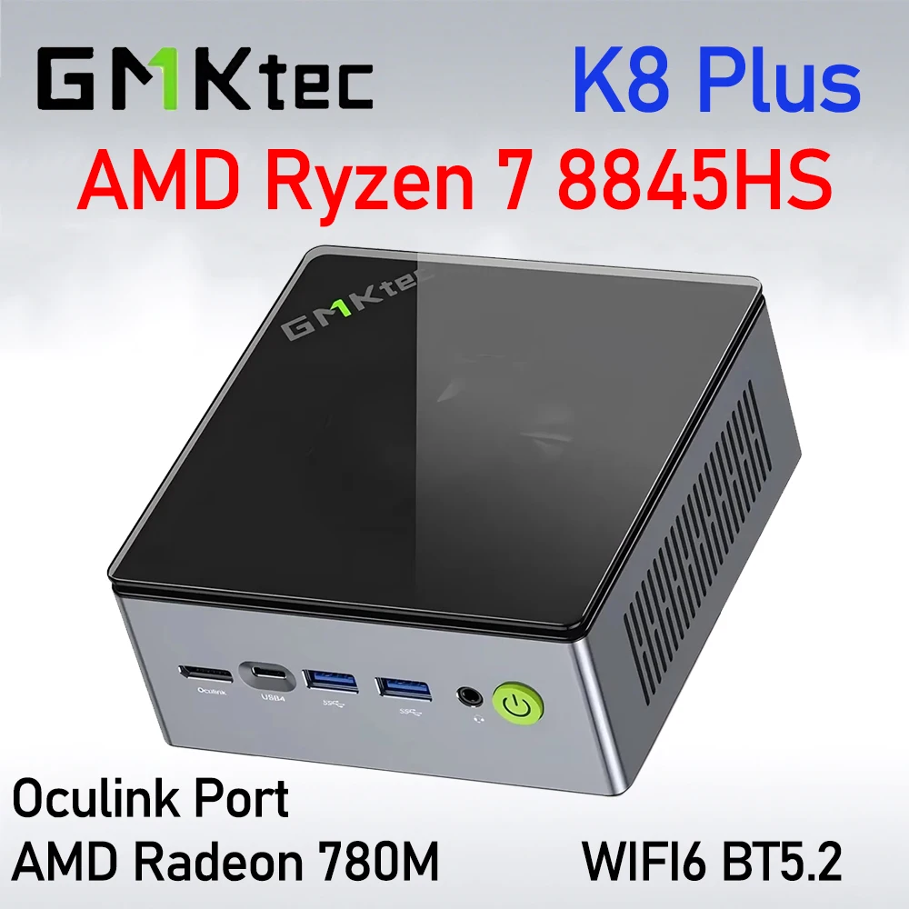 GMKtec K8 Plus AMD Ryzen 7 8845HS MINI PC Oculink Windows 11 Pro DDR5 M.2 2280 SSD WIFI6 BT5.2 Desktop Mini PC Computer da Gaming