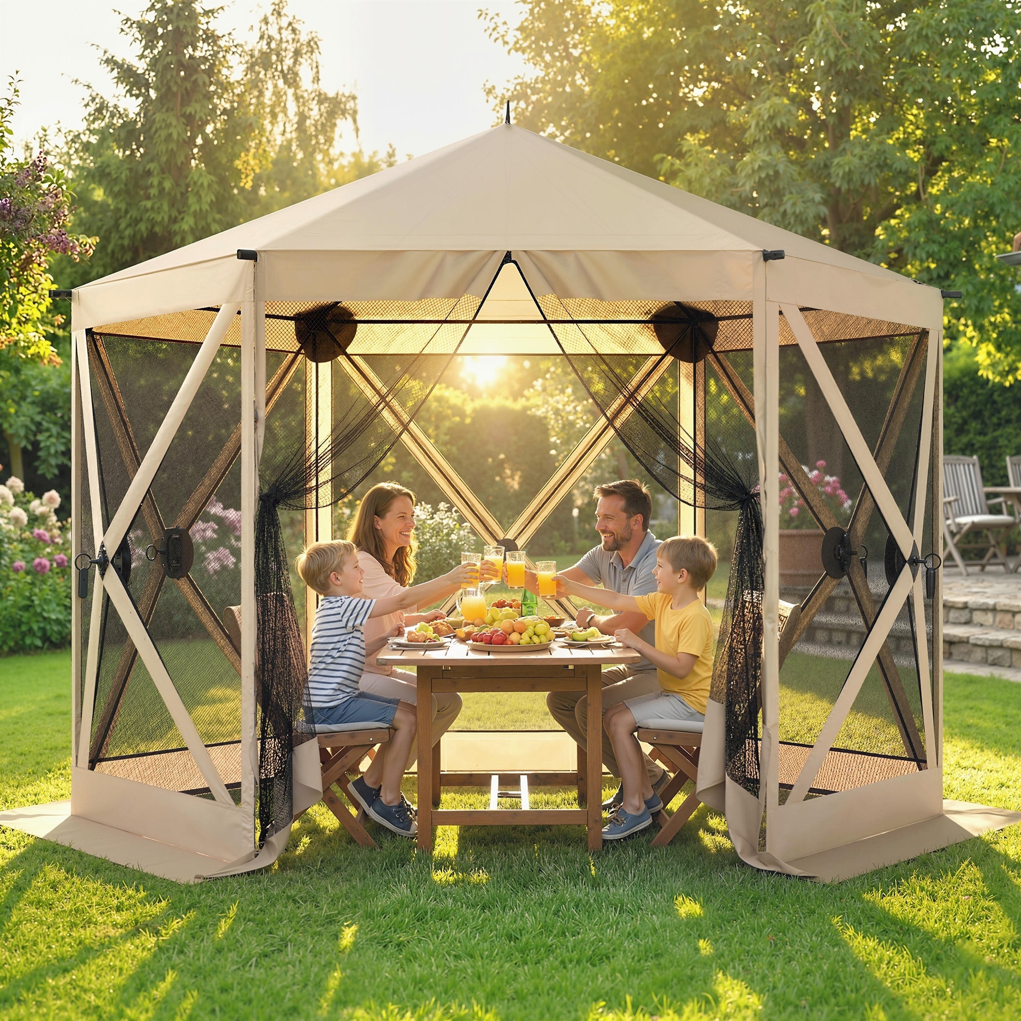 Outsunny 10 x 11 ft Pop Up Gazebo Screen Tent, Outdoor Portable Instant Camping Canopy Screen House Sun Shelter