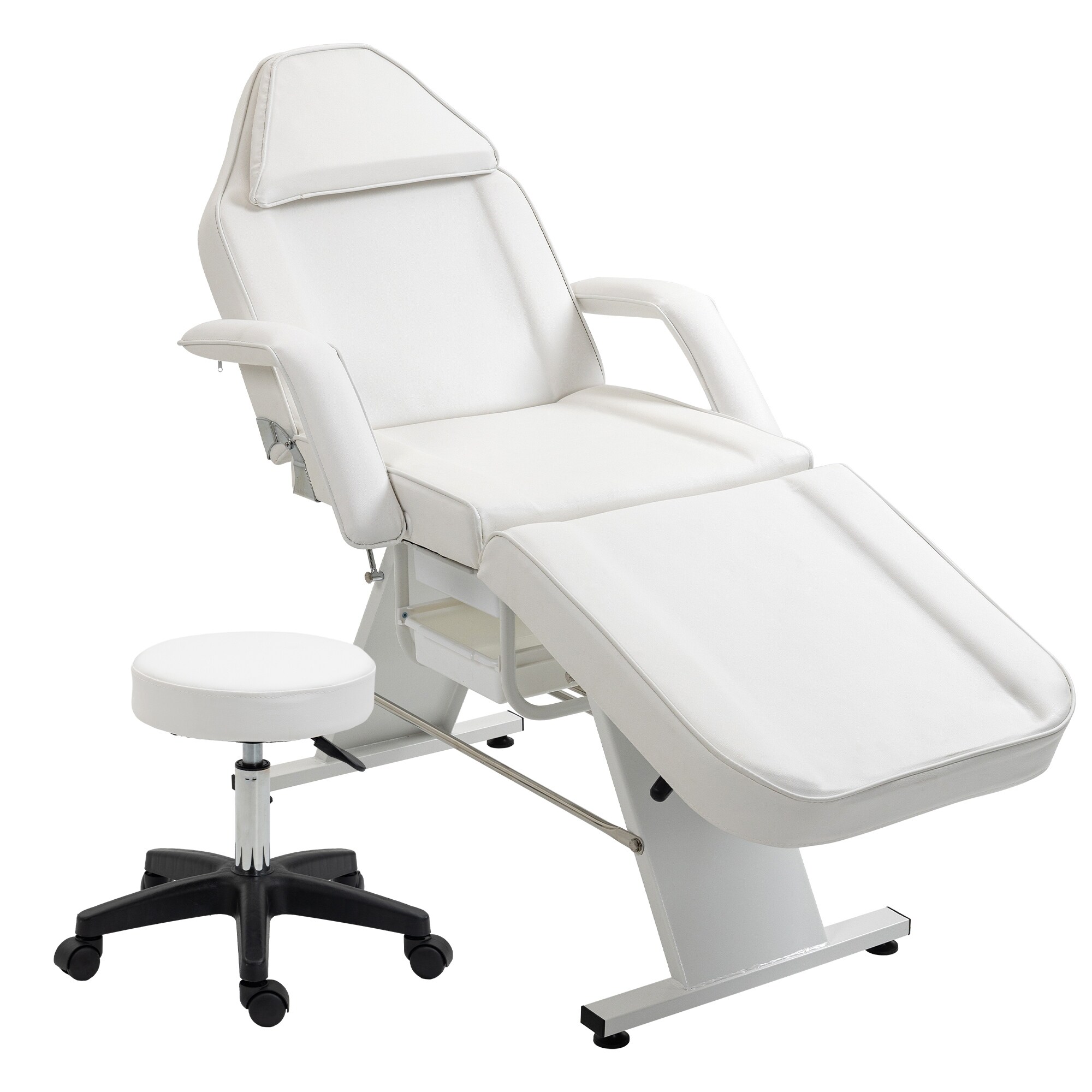 Massage Salon Tattoo Chair,2 Trays Esthetician Bed,Hydraulic Stool,3-Section Facial Table,Adjustable Barber Spa Beauty Equipment