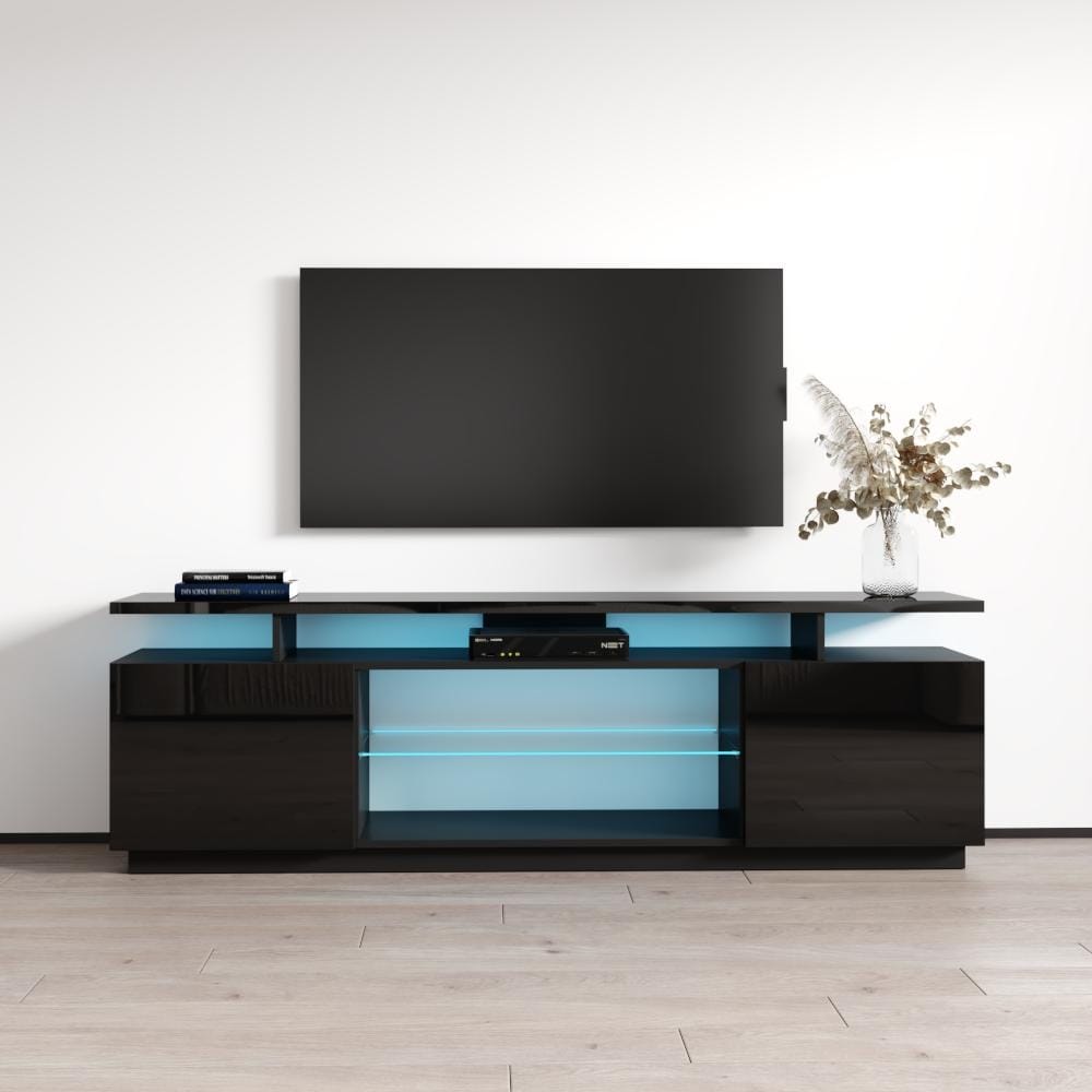 Meble Furniture Eva-K Modern 71-inch TV Stand with LED Lights for up to 80" TVs