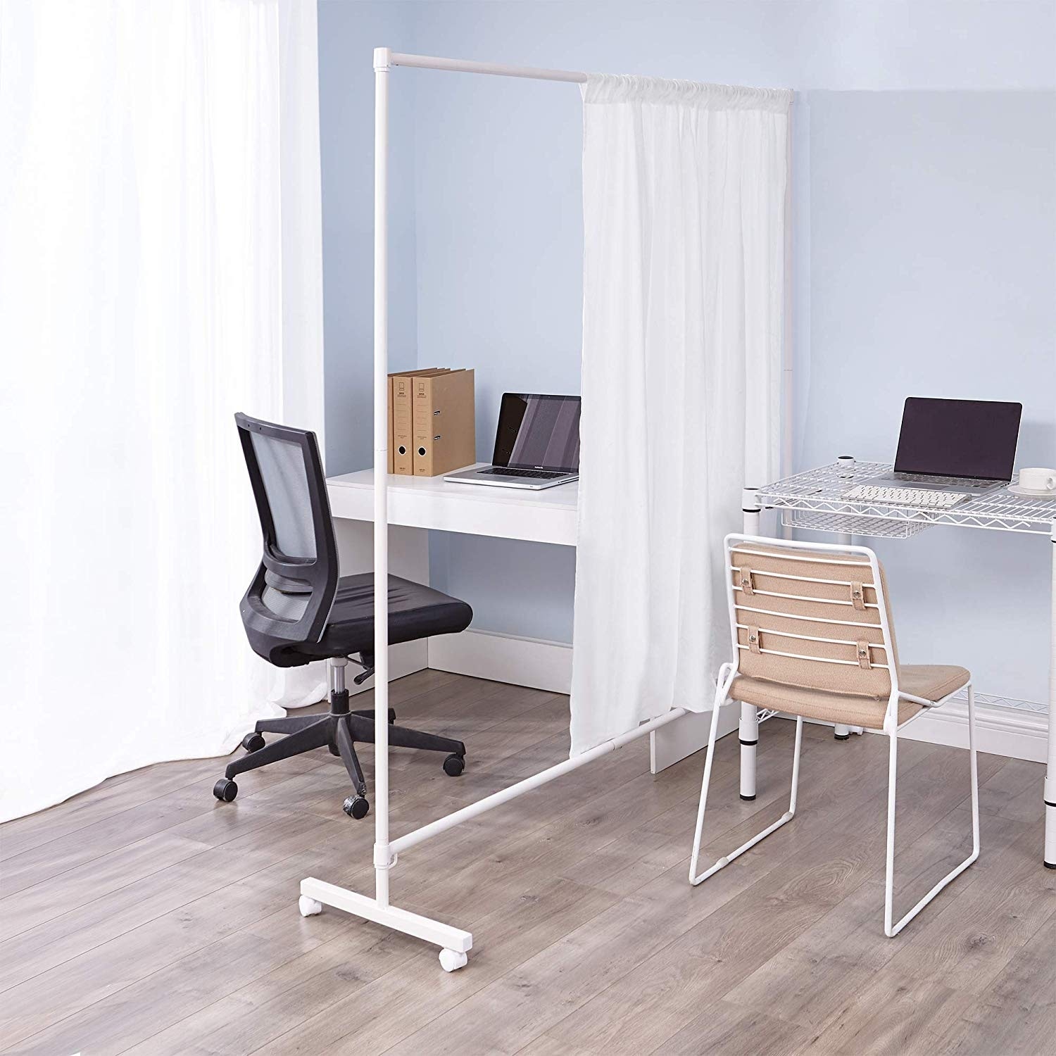 Don't Look At Me - Simplified Privacy Room Divider - White Frame with White Privacy Fabric