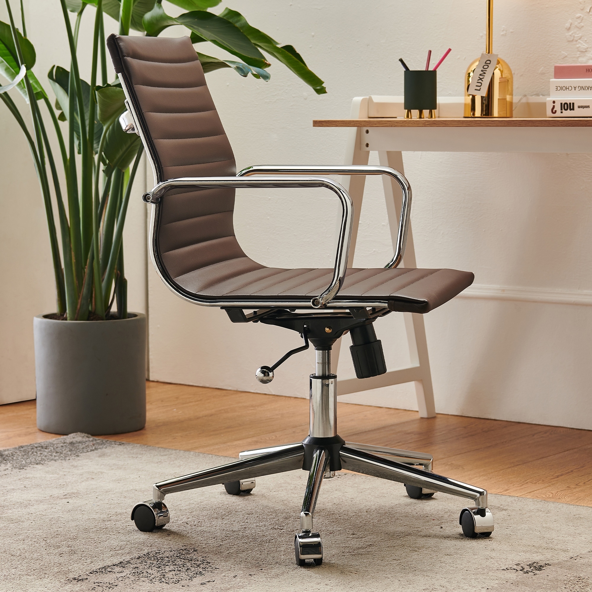 Executive Office Chair Ribbed Adjustable Swivel Home Office Desk Chair